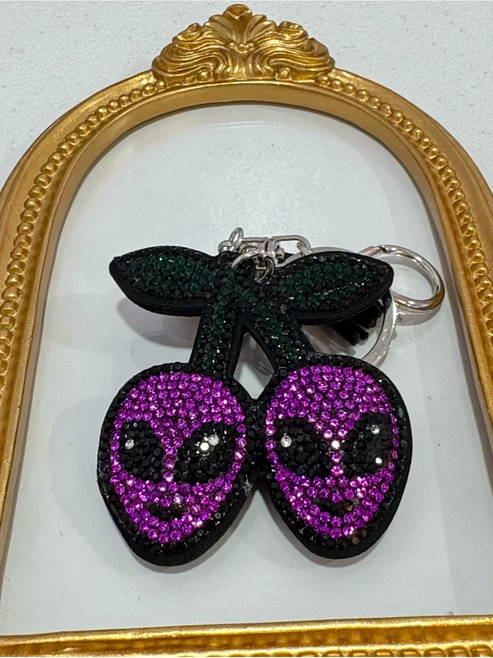 New Crystal Purple Alien  Cherry Keychain